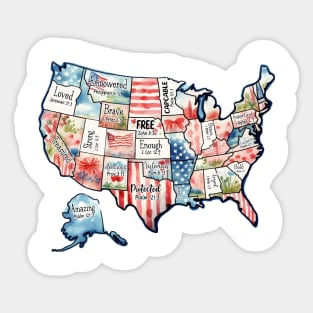 Retro America USA Map, You Are Bible Verse, 4th Of July, USA Flag, American Girl, American 1776 Sticker